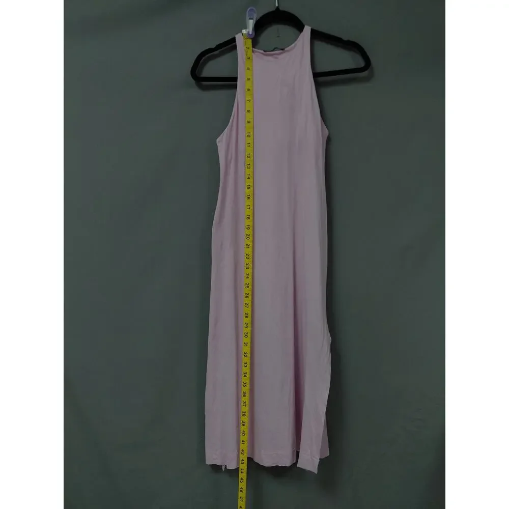 Zara Pink Ribbed Knit Halter Neck Side Slit Midi Dress Women Size S